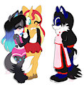 Qi gives a Sweet Buns to Alissa and Sunser by Zeromegas