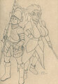 Duo costume party (linework) by HeroOfEiros