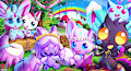 Cosmic and Friends Easter Party (commission) by AliceTheSnowpix