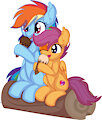 Rainbow Dash And Scootaloo Vector - Ice Cream by CyanLightning