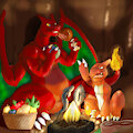Fireside Dining (by Kairyu211) by flamecoil