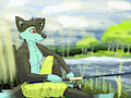 Commission - Fishing by the River by Jaxneesen