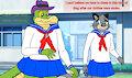 Brok and Graff in School Girl Outfits by ChelseaCatGirl