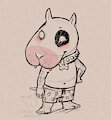 Alf, in swim trunks