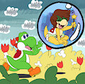 Yoshi Chasing Mischievous Baby Scott Koopa
