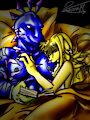 Thunder and Renamon19 romantic cuddle by Daneasaur