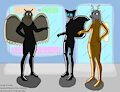 A vixen, gryphon and junai walk out of a bar...