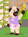 Flower Picking Pug -By LittleBearArnold-