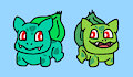 Pokemon 001 Bulbasaur and Shiny playing arts by FloppyPony