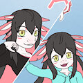 Axie the axolotl OC (+ young ver) by JMLuxro