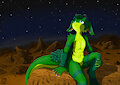 Stell sitting on a desolate planet. by Stardustchild01