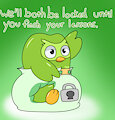 Duo the Duolingo bird by Merrit