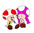 toad and toadette relaxing