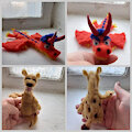Needle felted dragon and hyena