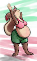 the squirrel, she stretch by tossit
