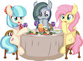 Fluttershy Coco Pommel Marble Pie - Dinner (No BP) by CyanLightning