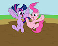 Pinkie pie and twilight sparkle play in mud