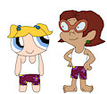 Gift: Penny Sanchez and Bubbles in their Undershirt and Boxers