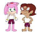 Gift: Penny Sanchez and Amy Rose in their Undershirt and Boxers
