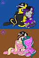 The girlfriends of PonySeb 2.0 and Seb the Pony snuggling