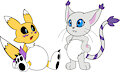 Gatomon and Chibi Renamon in Diapers by GundamKnight750