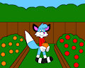 Julian the Fox Carrying a Pumpkin in the Garden