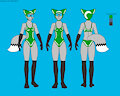 Swimsuit Study - Open-sided swimsuit & Athletic swimsuit - Green