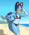 Bluey at the beach by TheBurningDonut