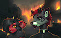 city on fire demon raccon Pixel animated art gif