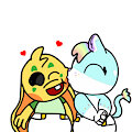 Lion kissies for Bunzo