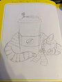 Nonsense-Tober Sketch Day 2 - Cat + Autumn by NightWolf714