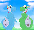 Yoshi's big dinobutt by Adeviantcritter