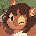 Squirrel girl holding her acorn.