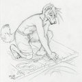Tying the rope to dock with his boat (by Hazard)