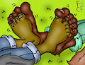 Horsey Sibling rivalry foot play by TheRedSkunk