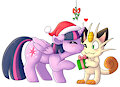Pony & Meowth Mistletoe Kisses by Tailslover13