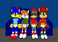 Alex, Billy, Belmont and Brucie, all sitting on a couch