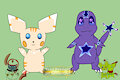 [O] - Pichu and Charmander by CrystalAbsol