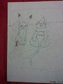 Female pokemons on a bed