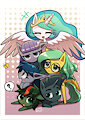 Commission Chibi piles of ponies