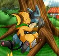 [Commission] Behind a tree by vavacung