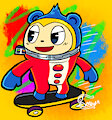 Teddie on a Skateboard