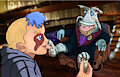Winser human ferret  licking Rygel's feet wet no d