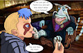 Winser human ferret  licking Rygel's feet wet bg