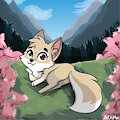 Sakura and Mountains YCH for JendaLinda :3