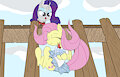 Fluttershy and Rarity doronko time 3 by mucky
