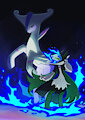 Comission Meowscarada summoning Virizion