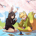 Having a picknick with my friend