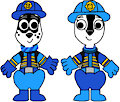 Dizzy and Dee Dee Dalmatian in Firefighter Outfit