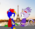 Lightning and Blaze holding hands in Paris by Lightningstrike96